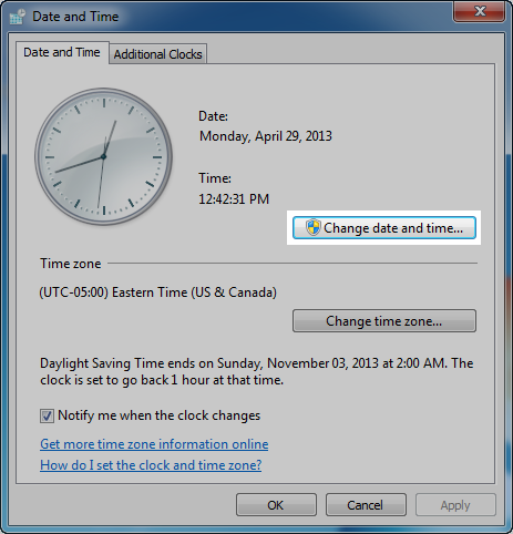 Select Change Date and Time